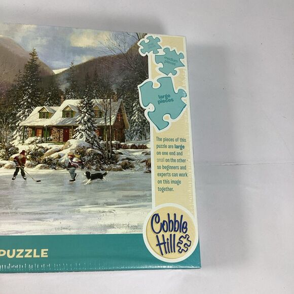 Cobble Hill Next Goal Wins 350 Piece Jigsaw Puzzle DR Laird Ice Hockey Pond New - Picture 2 of 9